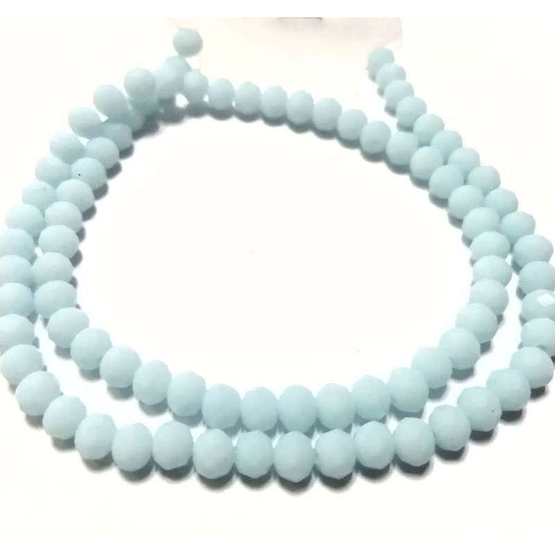 Beads / Crystal Beads - 6mm -milky light blue- String+/-95pcs / Beads for crafting