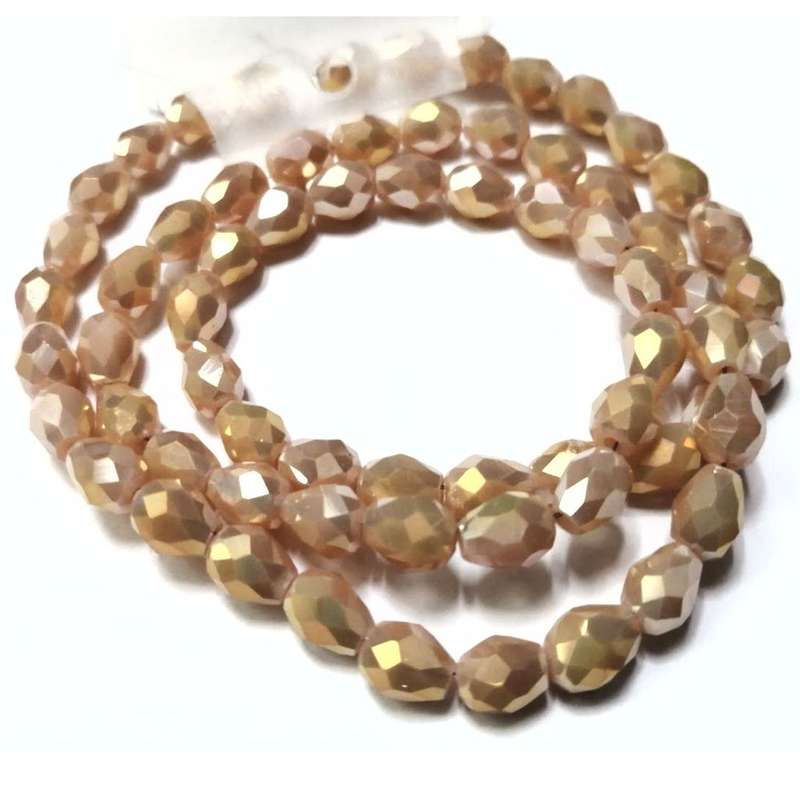 Beads / Crystal Beads -7x5mm drops-shiny beige brown- String +/-68pcs / Beads for crafting