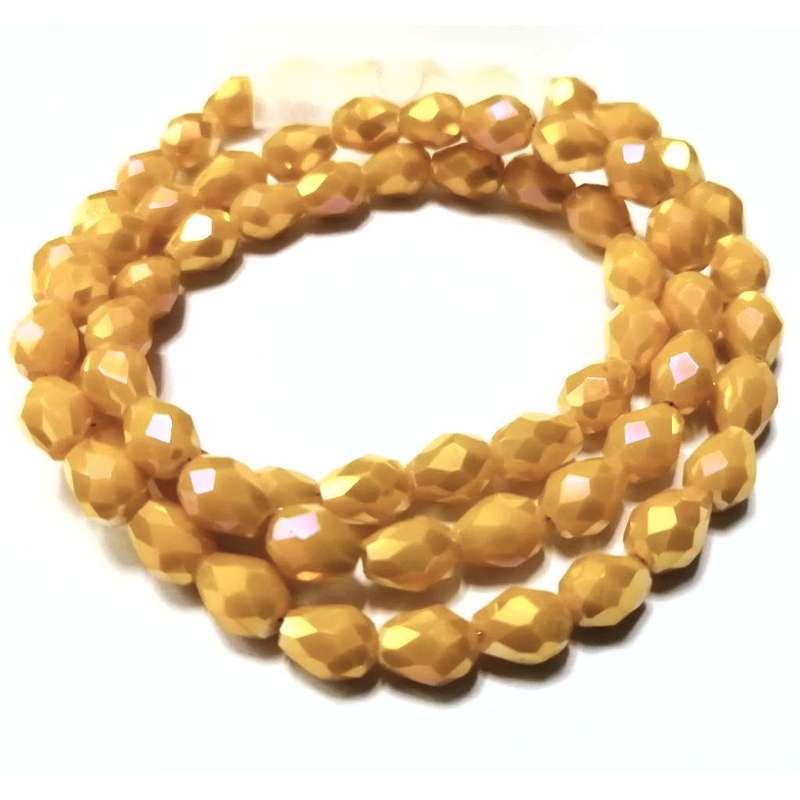 Beads / Crystal Beads -7x5mm drops-shiny yellow- String +/-68pcs / Beads for crafting