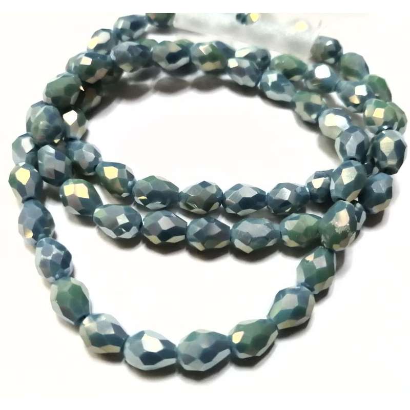 Beads / Crystal Beads - 7x5mm drops-shiny light  blue- String +/-68pcs / Beads for crafting