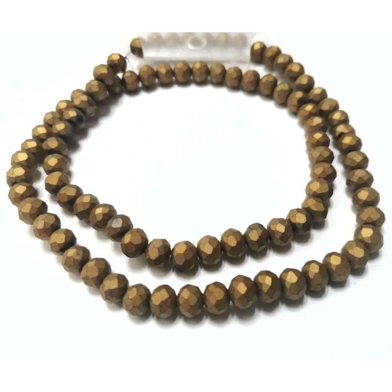 Beads / Crystal Beads - 6mm -mat gold- String+/-95pcs / Beads for crafting
