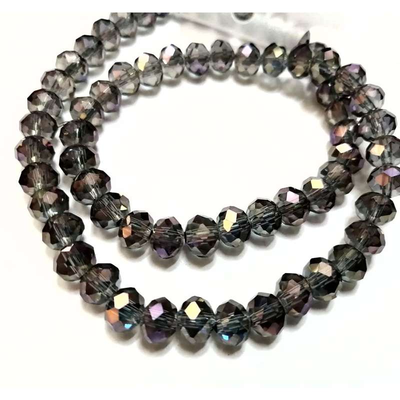 Beads / Crystal Beads - 8mm - rainbow shiny grey - +/-70pcs string / Beads for crafting
