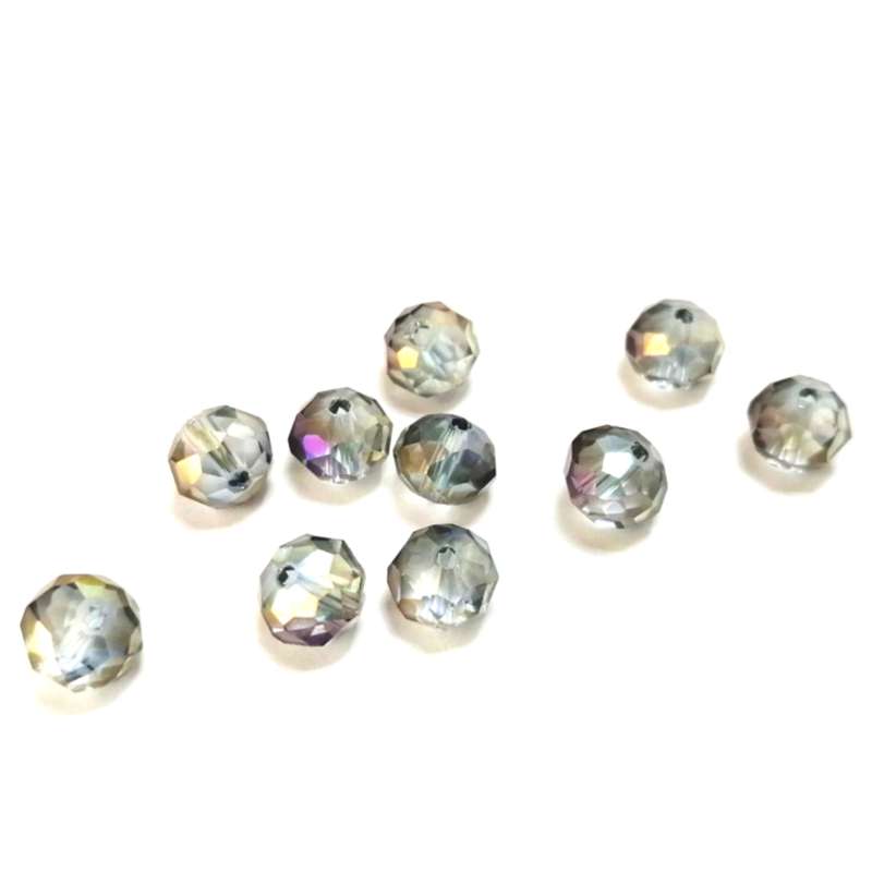 Beads / Crystal Beads - 8mm - rainbow shiny grey - 10pcs / Beads for crafting