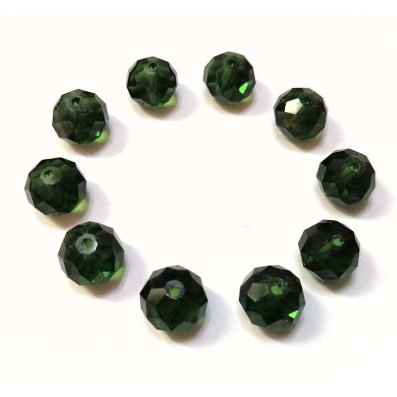 Beads / Crystal Beads dark green - 10pcs  - 10mm  / Beads for crafting