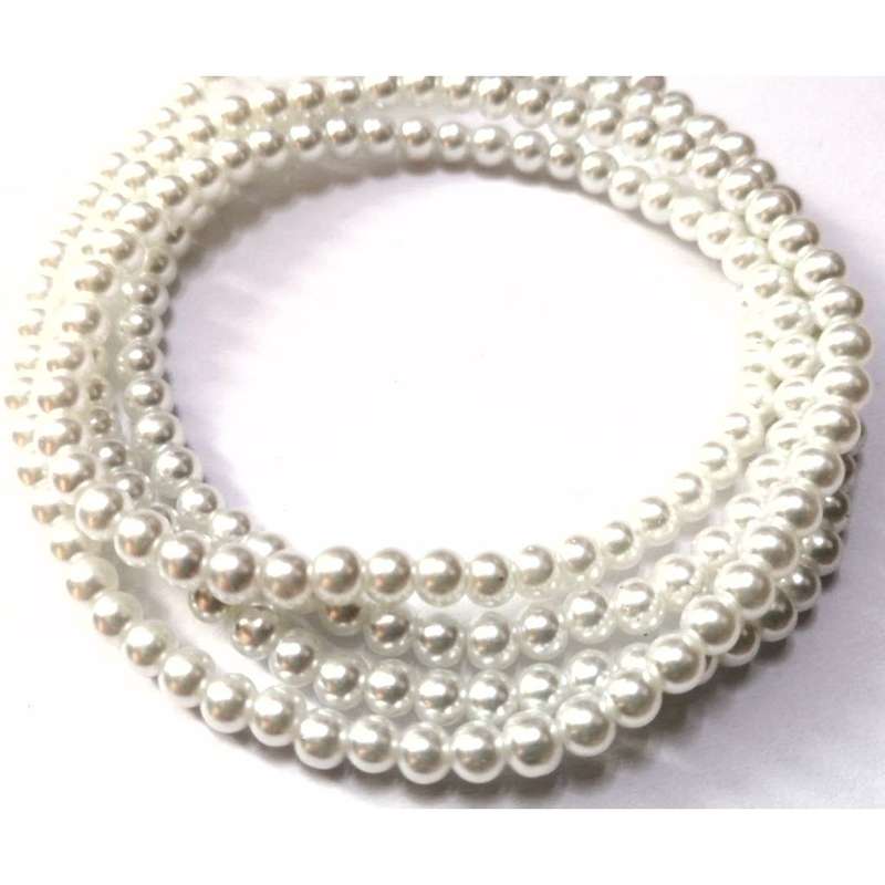 Beads / Glass Pearl Beads - 4mm - white -50 single pcs   / Beads for crafting
