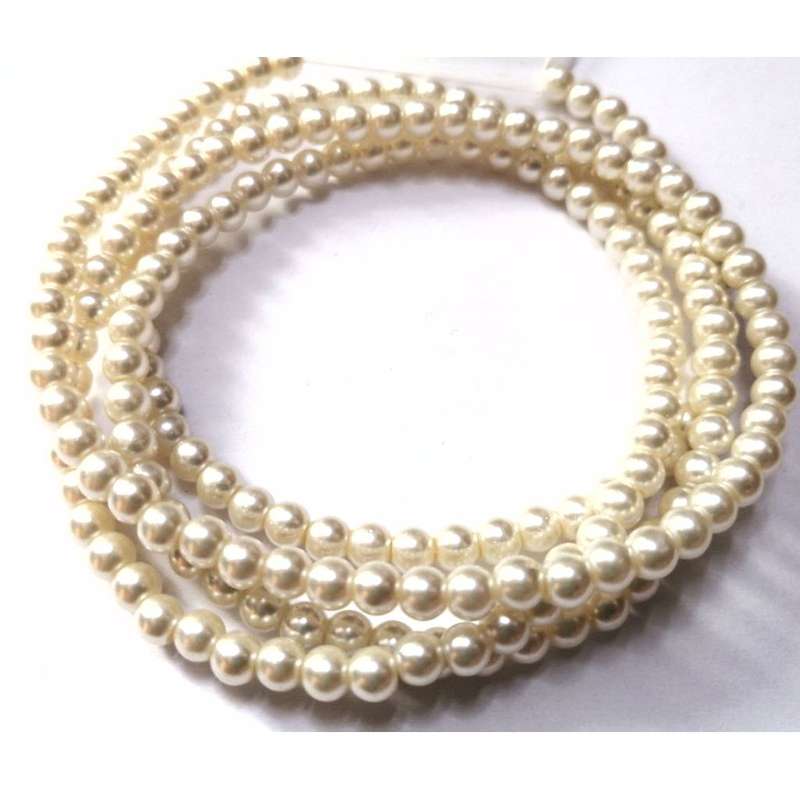 Beads / Glass Pearl Beads - 4mm - creme -50 single pcs   / Beads for crafting