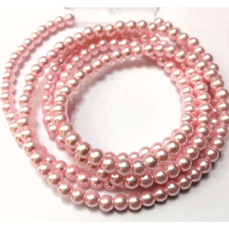 Beads / Glass Pearl Beads - 4mm -  rose' +/-200  pcs string   / Beads for crafting