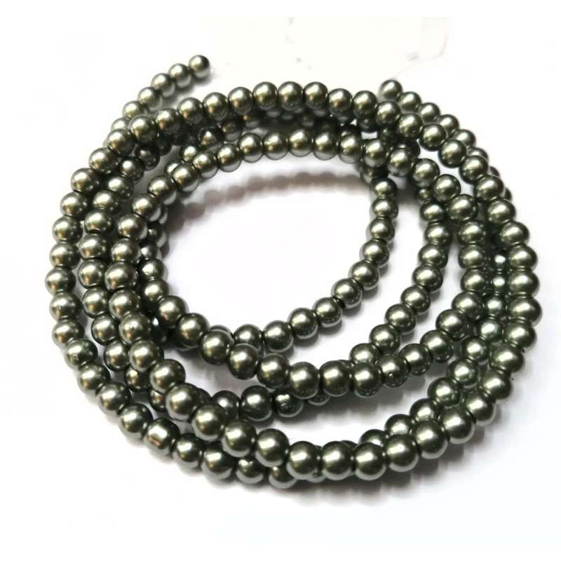 Beads / Glass Pearl Beads - 4mm -  light olive green +/-200  pcs string / Beads for crafting