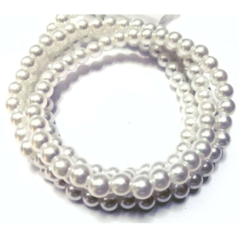 Beads / Glass Pearl Beads - 6mm - white 20 single pcs     / Beads for crafting