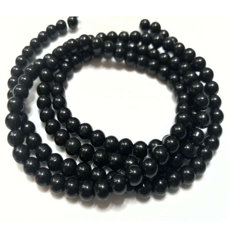 Beads / Glass Pearl Beads - 6mm - black 20 single pcs     / Beads for crafting