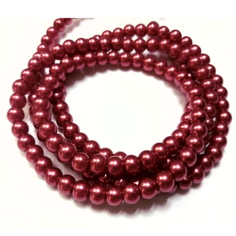 Beads / Glass Pearl Beads - 6mm - metalic red  20 single pcs     / Beads for crafting