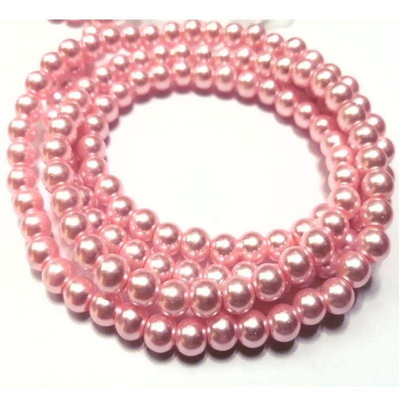 Beads / Glass Pearl Beads - 6mm - rose' 20 single pcs  / Beads for crafting