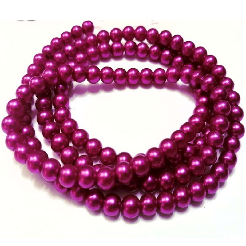 Beads / Glass Pearl Beads - 6mm - magenta  20 single pcs   / Beads for crafting