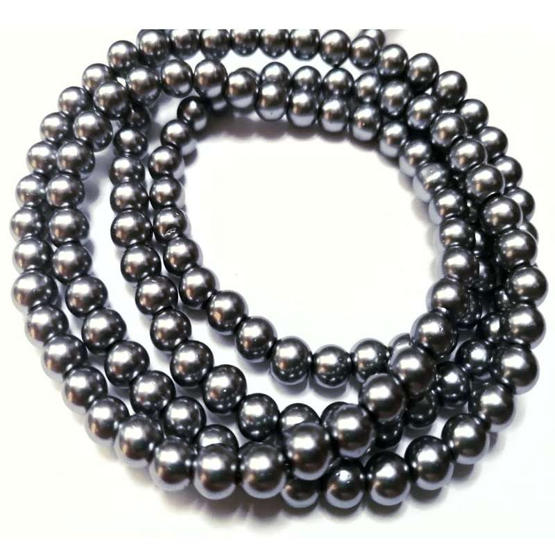 Beads / Glass Pearl Beads - 6mm - grey 20 single pcs     / Beads for crafting