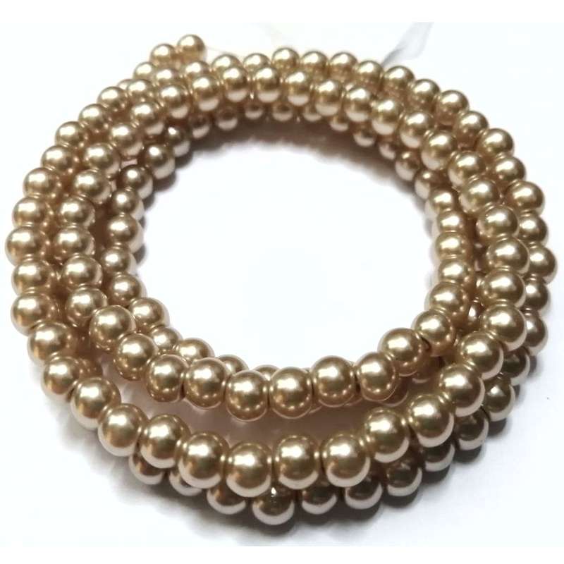 Beads / Glass Pearl Beads - 6mm - beige  20 single pcs    / Beads for crafting