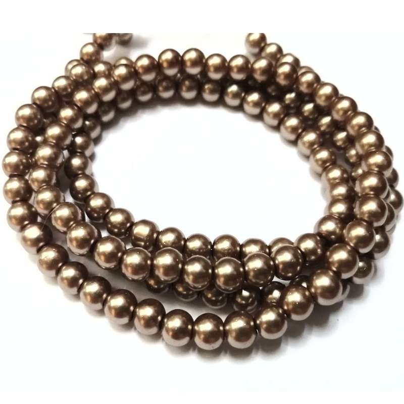 Beads / Glass Pearl Beads - 6mm - beige brown 20 single pcs     / Beads for crafting