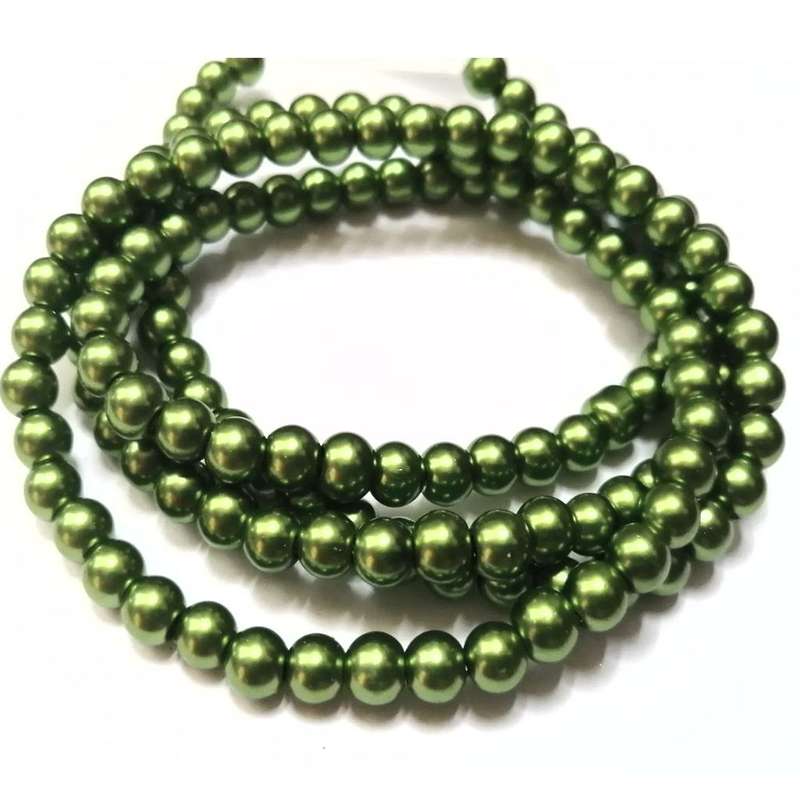 Beads / Glass Pearl Beads - 6mm -  green  20 single pcs    / Beads for crafting