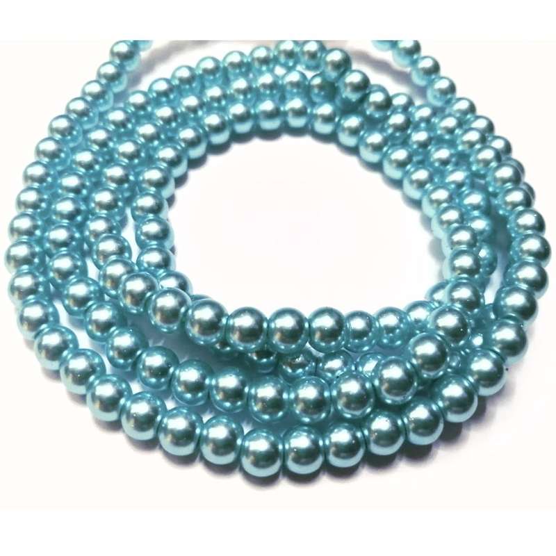 Beads / Glass Pearl Beads - 6mm - turquoise blue  20 single pcs    / Beads for crafting