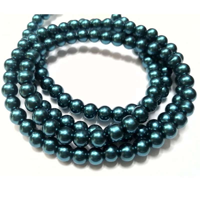 Beads / Glass Pearl Beads - 6mm - dark turquoise blue  20 single pcs     / Beads for crafting
