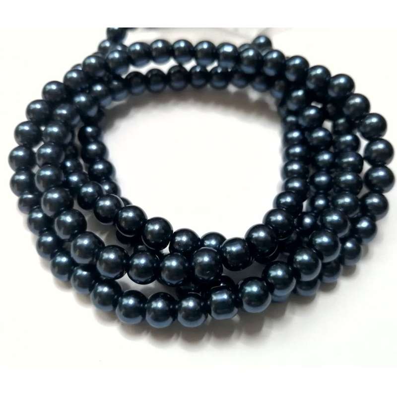 Beads / Glass Pearl Beads - 6mm - dark blue  20 single pcs    / Beads for crafting
