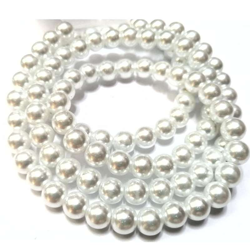 Beads / Glass Pearl Beads - 8mm - white +/-105 pcs string      / Beads for crafting