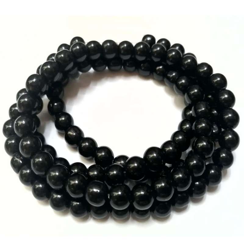 Beads / Glass Pearl Beads - 8mm - black -15 single pcs     / Beads for crafting