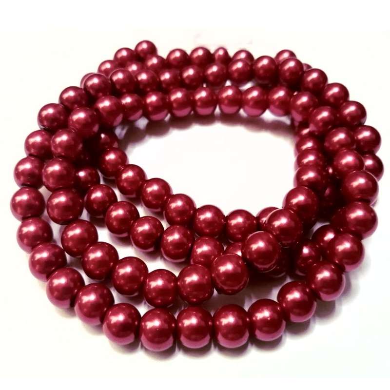 Beads / Glass Pearl Beads - 8mm - metallic red+/-105 pcs string      / Beads for crafting