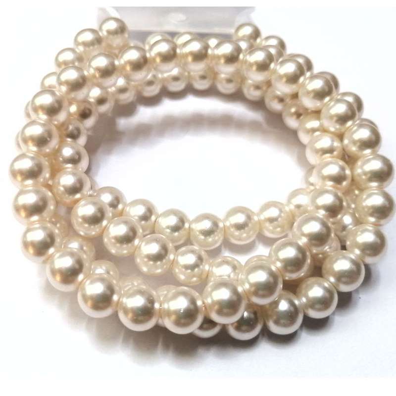 Beads / Glass Pearl Beads - 8mm - creme +/-105 pcs string     / Beads for crafting