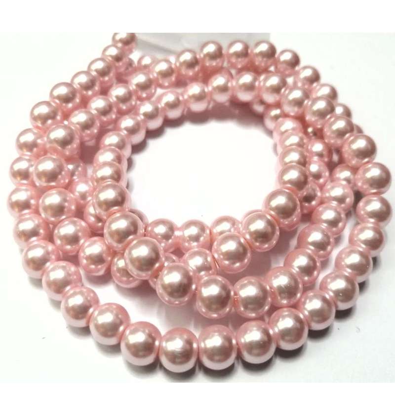 Beads / Glass Pearl Beads - 8mm - rose' +/-105 pcs string      / Beads for crafting