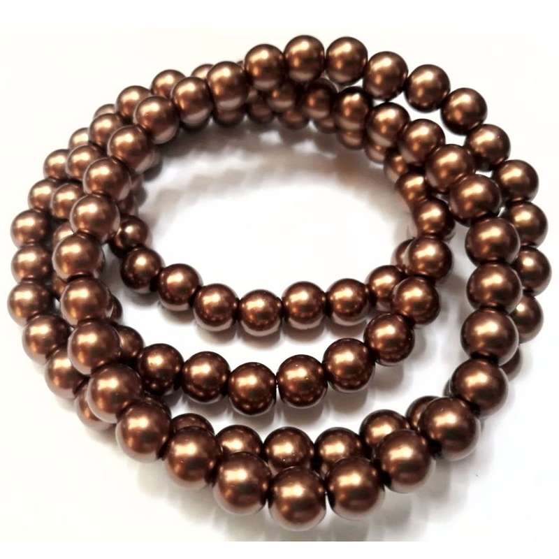Beads / Glass Pearl Beads - 8mm - brown +/-105 pcs string      / Beads for crafting