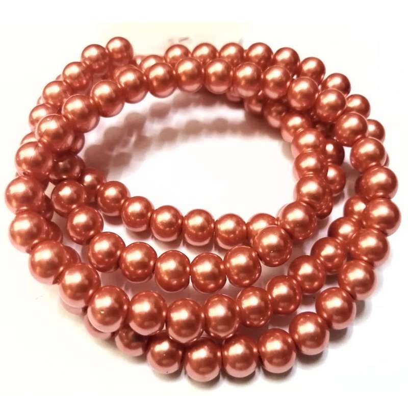Beads / Glass Pearl Beads - 8mm - salmon orange 15 single pcs      / Beads for crafting