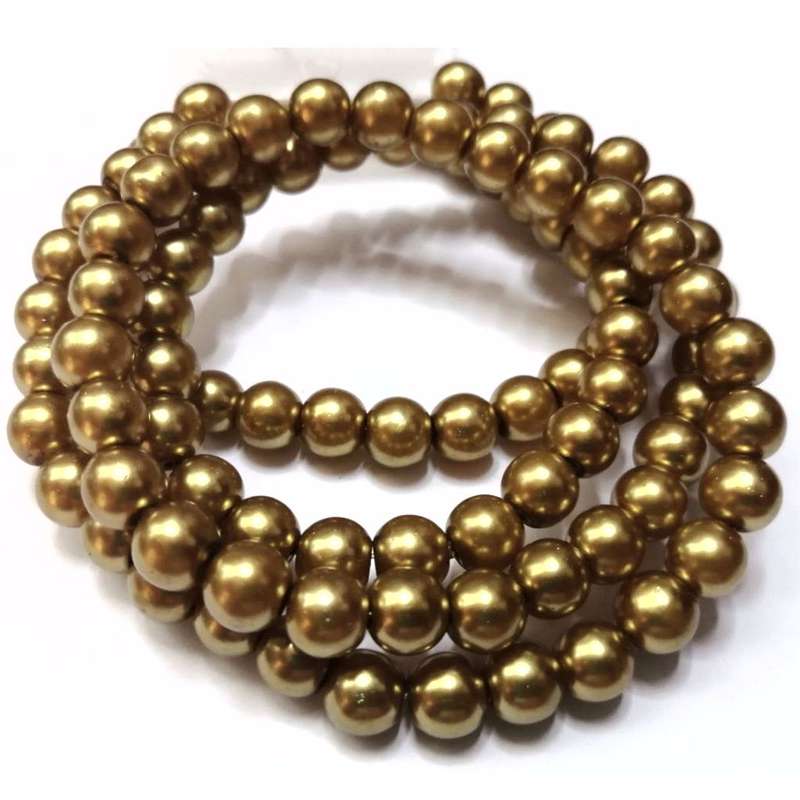 Beads / Glass Pearl Beads - 8mm - anyique gold 15 single pcs      / Beads for crafting