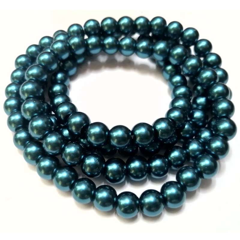 Beads / Glass Pearl Beads - 8mm - dark turqoise blue 15 single pcs     / Beads for crafting