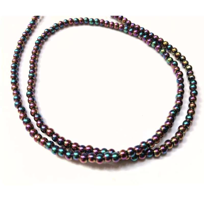 Beads / Hematite Beads - 3mm- balls - rainbor plated- +/-145pcs string / Beads for crafting