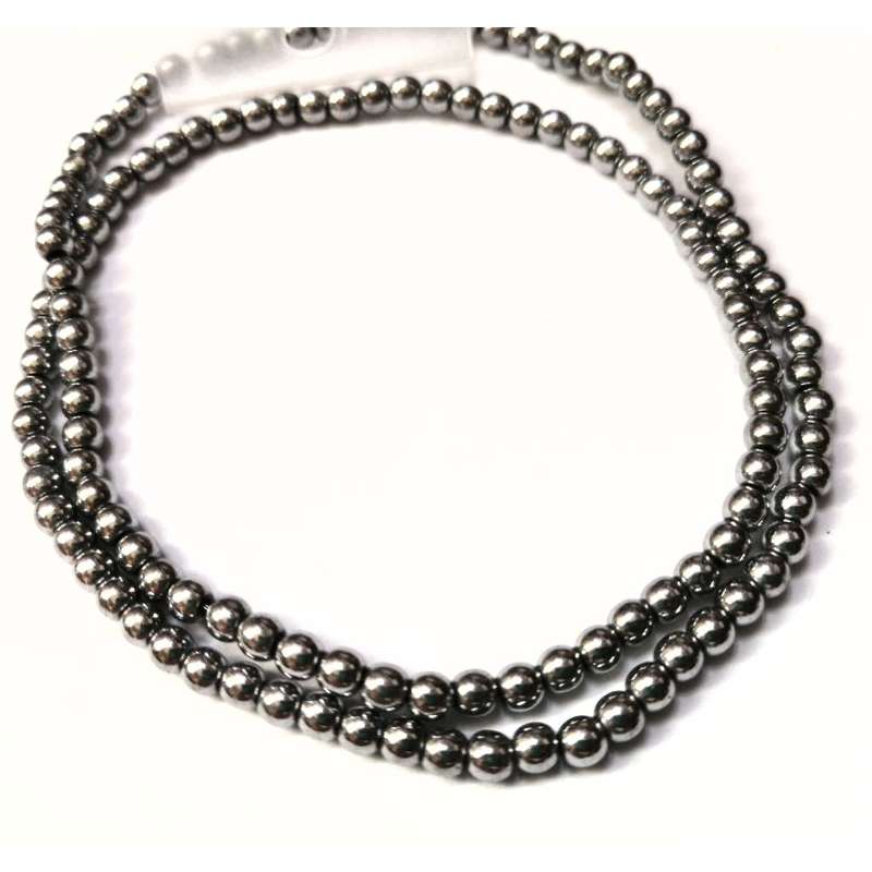 Beads / Hematite Beads - 3mm- balls - silver plated- +/-145pcs string / Beads for crafting