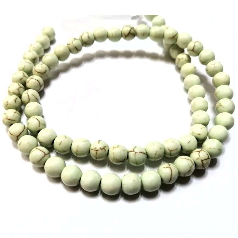 Beads / Synt. Howlite  Stone Beads -6mm ball -Light Green +/-65pcs string / Beads for crafting