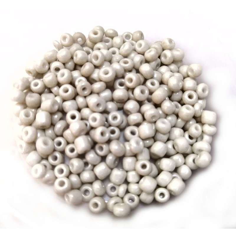 Beads / Glass  Seed Beads +/-200pcs -4mm Size 6- grey creme / Beads for crafting