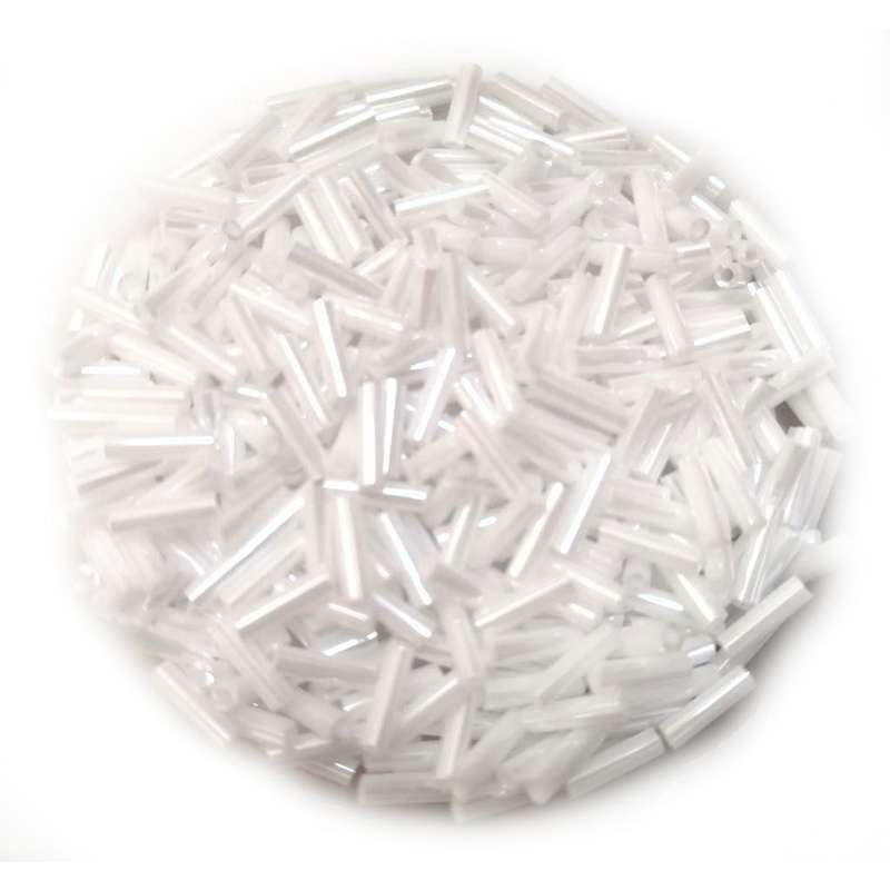Beads / Glass  Seed Beads - 3400pcs  - 7x2mm tubes - snow white -100g / Beads for crafting