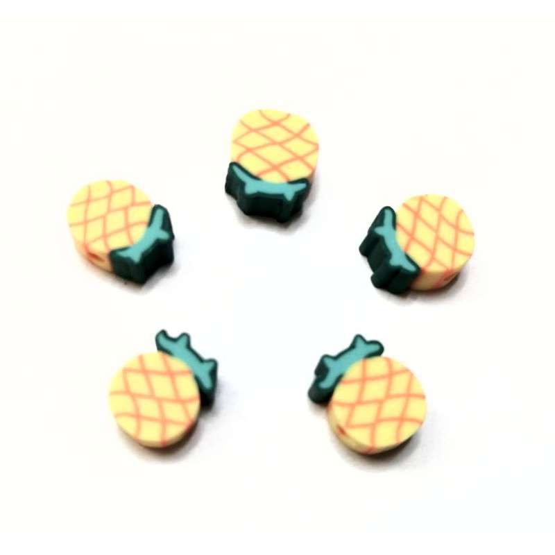 Beads / Pineapple FIMO - Polymer Clay Beads - 5pcs +/-10mm / Beads for crafting