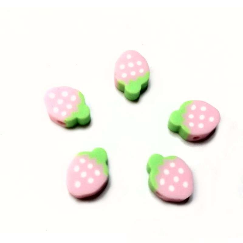 Beads / Strawberry FIMO - Polymer Clay Beads - 5pcs +/-10mm / Beads for crafting