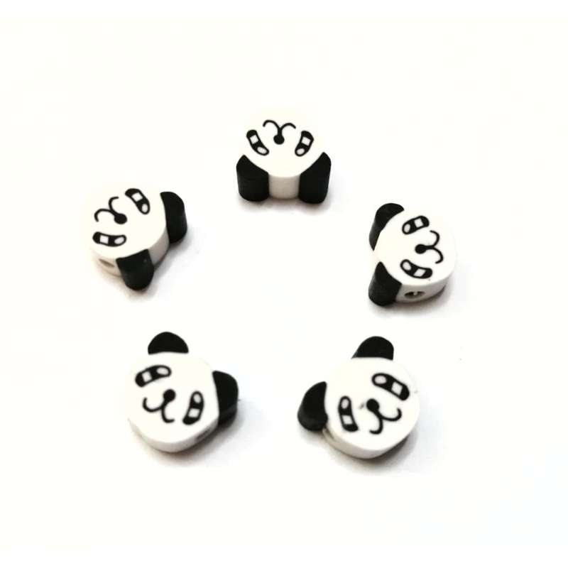 Beads / Panda FIMO - Polymer Clay Beads - 5pcs +/-10mm / Beads for crafting