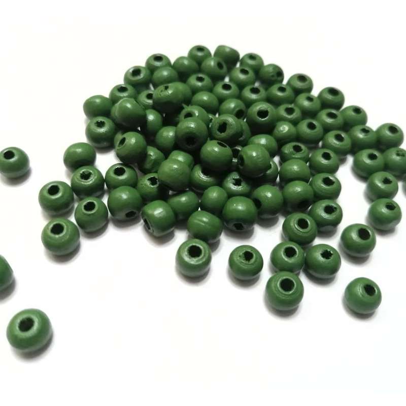 Beads / Wood Beads - grass green- 100pcs - 6mm / Beads for crafting