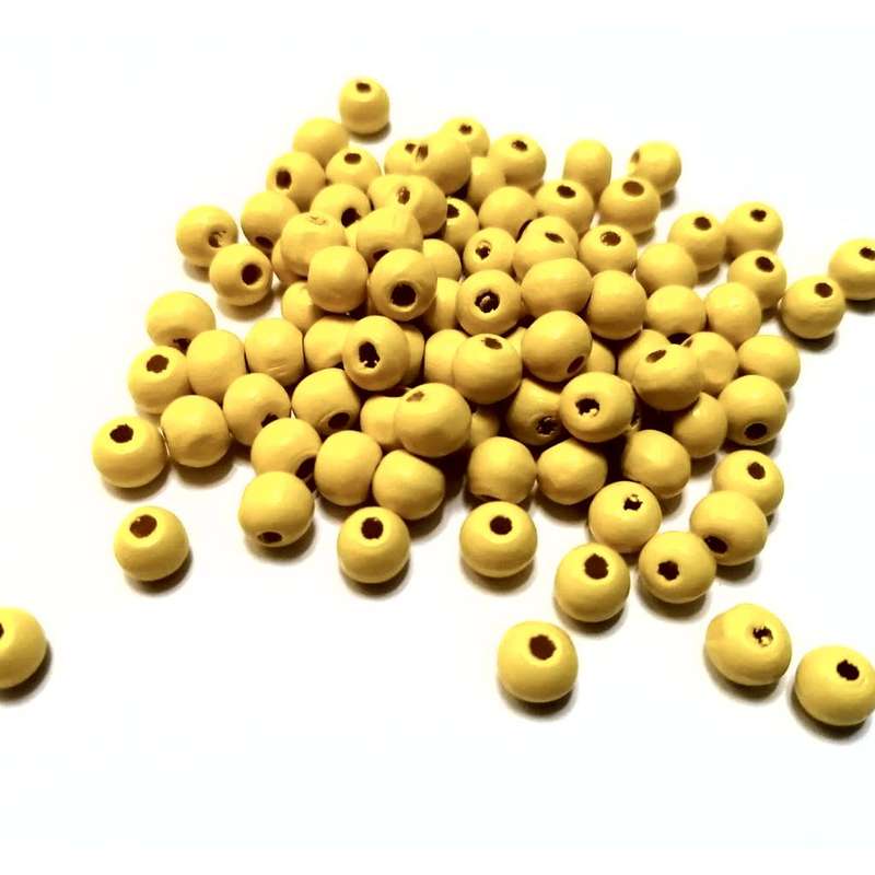 Beads / Wood Beads - yellow- 100pcs - 6mm / Beads for crafting