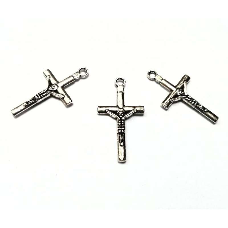 Pendants / Cross -Metal Pendant - 3pcs - 30x16mm - front/back the same / Beads for crafting