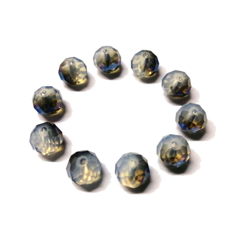 Beads - Crystal  Beads - 10mm rondel-smoked light BLUE - 10pcs - Beads for crafting
