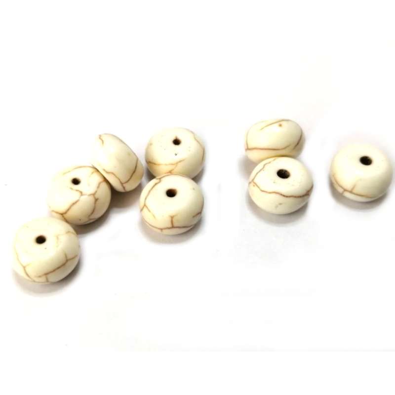 Beads / Howlite  Stone Beads 10x6mm - 8pcs  - flat / Beads for crafting