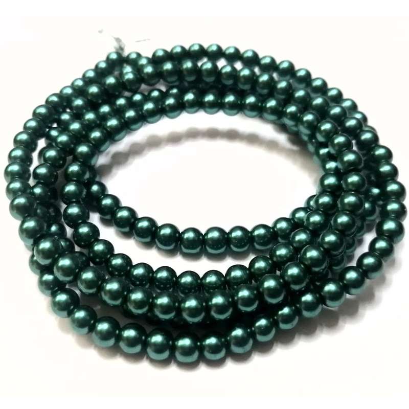 Beads / Glass Pearl Beads - 4mm -  dark turquoise green -50 single pcs    / Beads for crafting