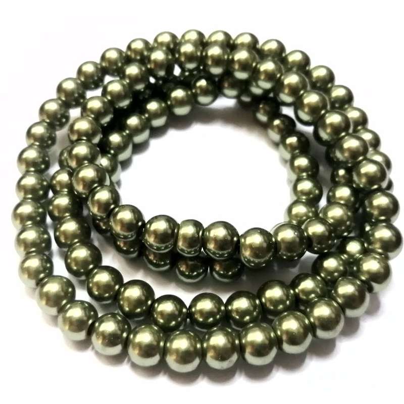 Beads / Glass Pearl Beads - 8mm - green 15 single pcs   / Beads for crafting
