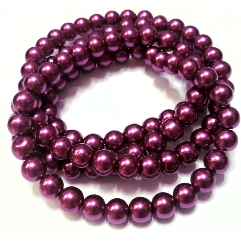 Beads / Glass Pearl Beads - 8mm - magenta 15 single pcs  / Beads for crafting