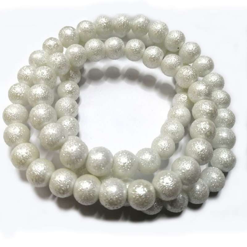 Beads / Glass Beads +/-75pcs string -12mm ball -structured surface- white / Beads for crafting
